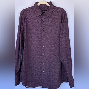 Bugatchi‎ Men’s Button Up Shirt Botanical Microprint Long Sleeve Size XL